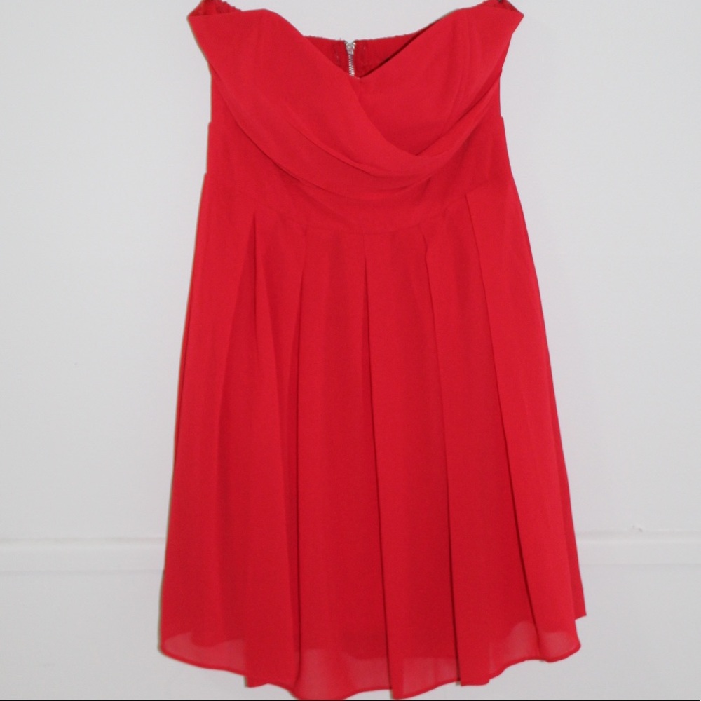 TFNC London Strapless Red Chiffon Dress